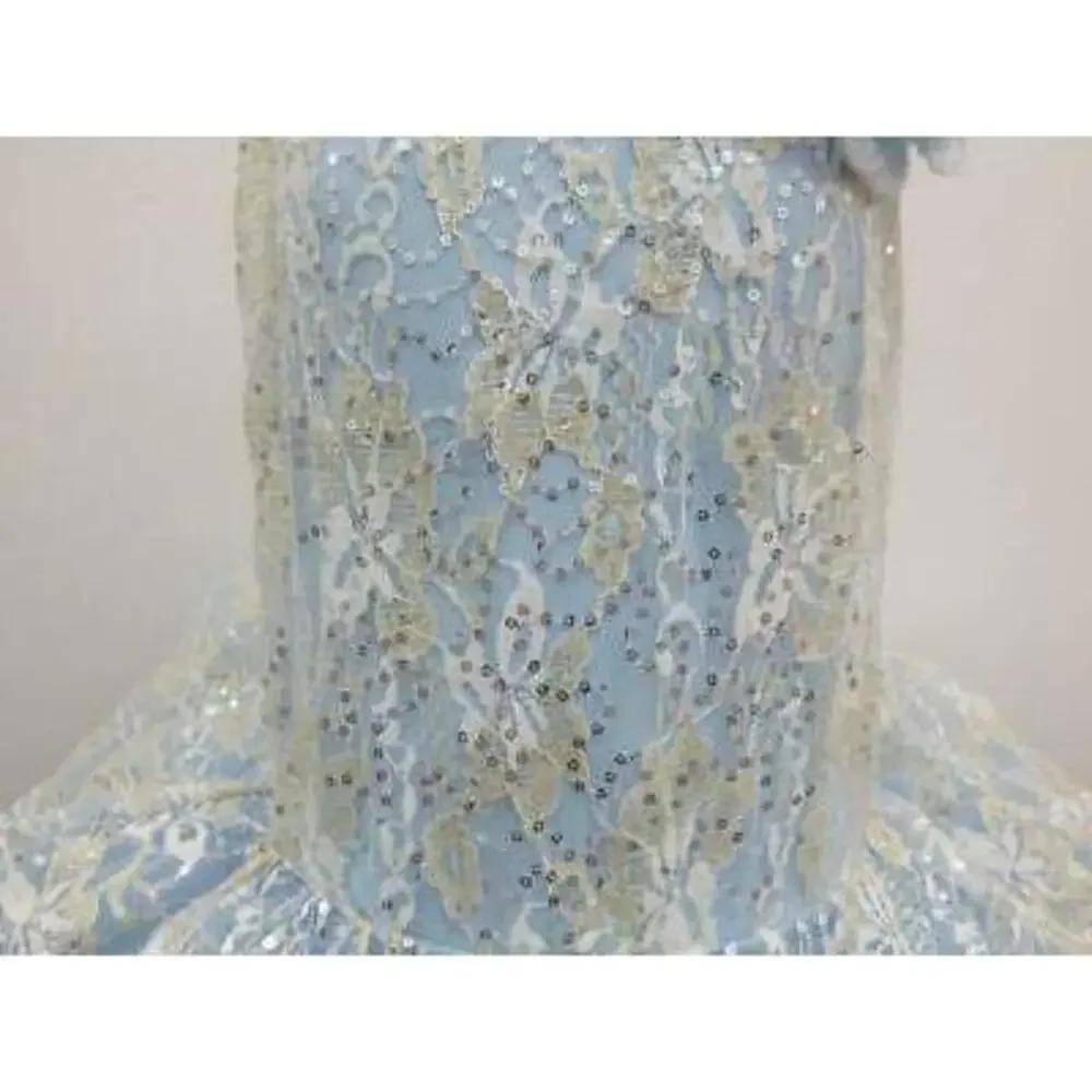 Pre-Owned Dance Costume Weissman 6008 Medium Child Blue Lyrical Sequin
